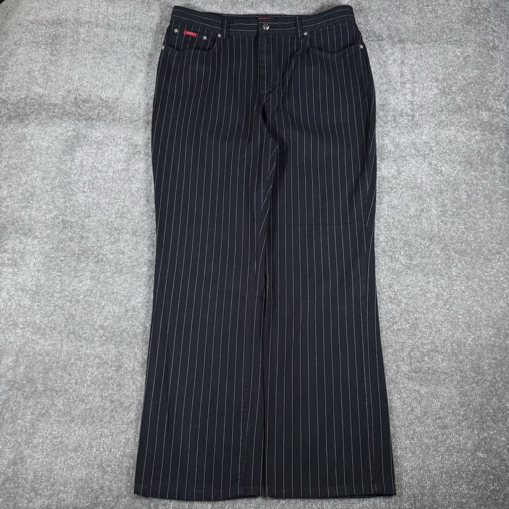 VTG Chaps True American Pants Women's 14 Navy‎ Blue Pinstriped Straight Classic